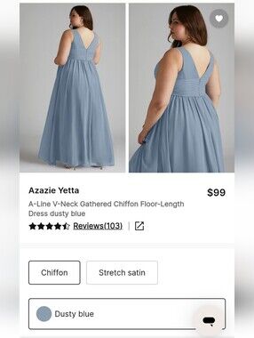 Azazie Yetta A-Line V-Neck Chiffon Dress in Dusty Blue